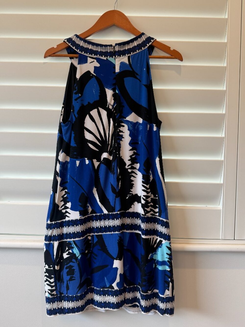 I.N.C. International Concepts Petite L Blue Floral Border Print Shift Dress